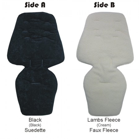 Seat Liner to fit Silver Cross Wave Pushchairs - Black / Lambs Fleece